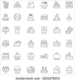 Dessert- und Süßigkeiten-Umriss-Symbol-Sammlung