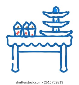 dessert table buffet doodle icon sketch vector. dessert table buffet sign. isolated symbol illustration