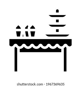 dessert table buffet glyph icon vector. dessert table buffet sign. isolated contour symbol black illustration