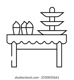 dessert table buffet line icon vector. dessert table buffet sign. isolated contour symbol black illustration