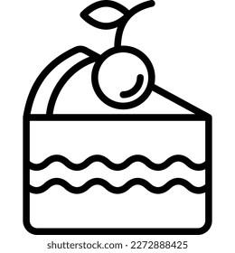 Icono de línea delgada de postre: pedazo de torta. Ilustración vectorial moderna de la panadería.