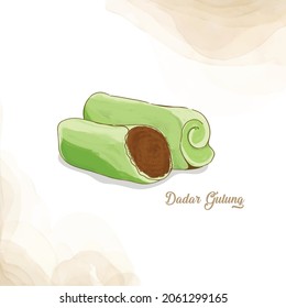 DESSERT TRADITIONAL INDONESIA DADAR GULUNG WATERCOLOR