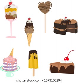 Dessert vector clip art graphic bundle contains ice cream and cakes