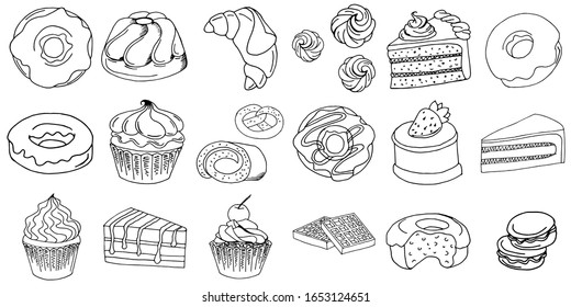 Dessert vectors. Sweet food Image set