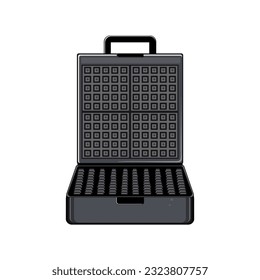 dessert waffle iron cartoon. belgian sweet, maker breakfast dessert waffle iron sign. isolated symbol vector illustration
