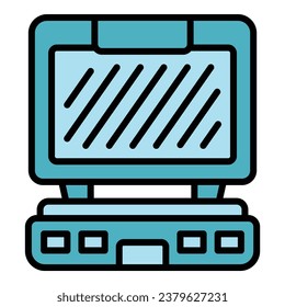 Dessert waffle maker icon outline vector. Iron machine. Baking equipment color flat