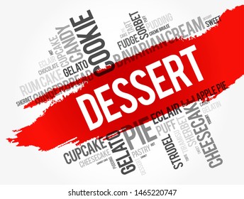 Dessert word cloud collage, food concept background