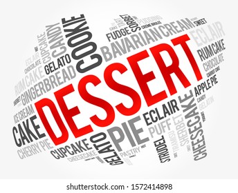 Dessert word cloud collage, food concept background