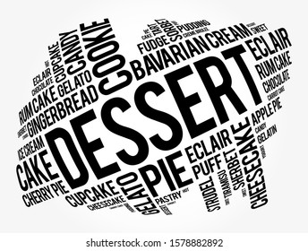 Dessert word cloud collage, food concept background