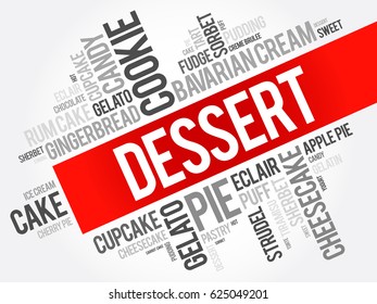 Dessert word cloud collage, food concept background