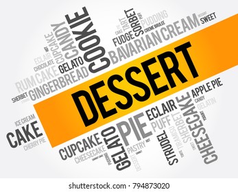 Dessert word cloud collage, food concept background