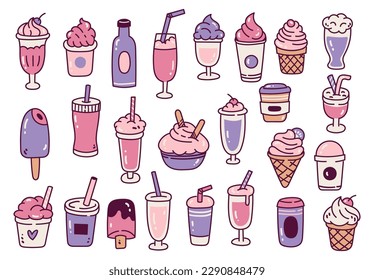 desserts and beverages doodle element