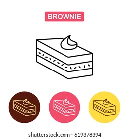 Desserts. Brownie cake icon.  Bakery products image.  Outline vector Logo illustration.  Trendy Simple vector symbol for web site design or mobile app. 