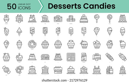 desserts candies Icons bundle. Linear dot style Icons. Vector illustration