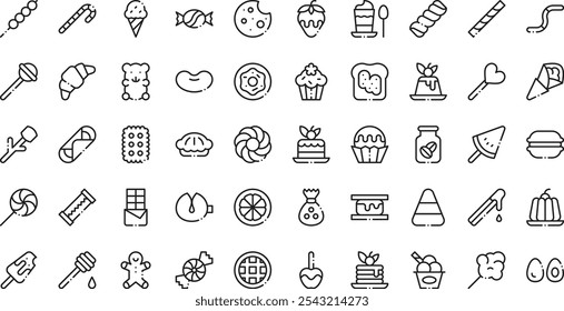 Desserts candies icons High-Quality Vector Icons Collection with Editable Stroke. Ideal for Professional and Creative Projects.