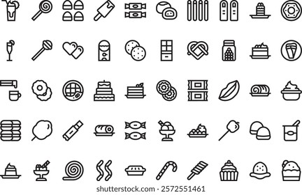 Desserts and candies icons High-Quality Vector Icons Collection with Editable Stroke. Ideal for Professional and Creative Projects.