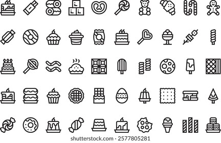 Desserts and candies icons High-Quality Vector Icons Collection with Editable Stroke. Ideal for Professional and Creative Projects.