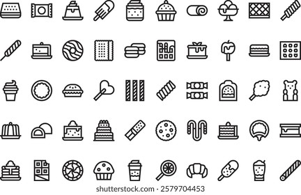 Desserts and candies icons High-Quality Vector Icons Collection with Editable Stroke. Ideal for Professional and Creative Projects