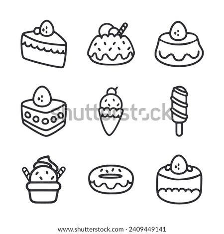 Desserts icon set isolated on white