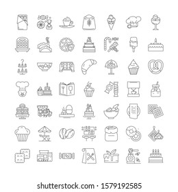 Desserts linear icons, signs, symbols vector line illustration set