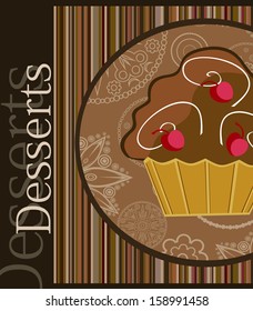 Desserts  menu. Card Design template.