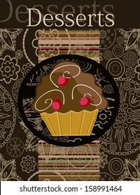 Desserts  menu. Card Design template.
