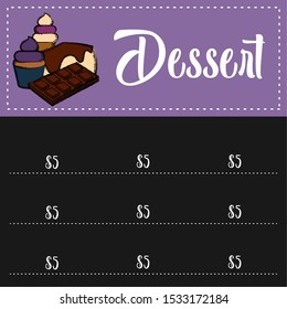 Desserts menu. Restaurant menu design - Vector illustration