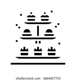 desserts on tray glyph icon vector. desserts on tray sign. isolated contour symbol black illustration