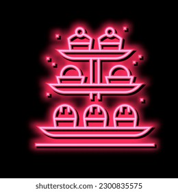 desserts on tray neon light sign vector. desserts on tray illustration