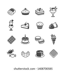 Desserts and pastries icons set