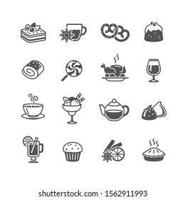 Desserts and pastries icons set