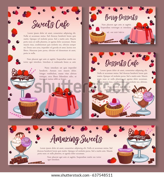 Desserts Pastry Cakes Vector Posters Banners Stock Vector (Royalty Free ...