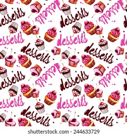 desserts pattern vector