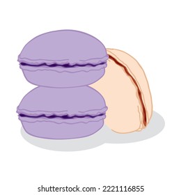 postres de macarons dulces con diferentes sabores de bayas y frutas