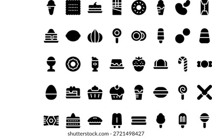 Iconos de postres y dulces Icono de Vector simple. Plantilla de diseño de símbolos de ilustración para elemento de interfaz de usuario móvil de Web.