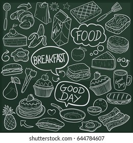 Desserts Sweets Food Doodle Icon Chalkboard Sketch 