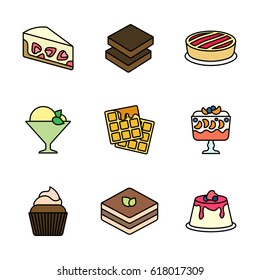 Desserts and sweets icons set.