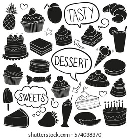 Desserts and Sweets Silhouette. Clip Art Design Vector Cut File. Illustration Vectorial.