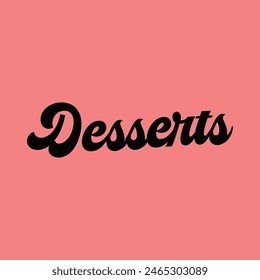 texto de postres sobre fondo rosa.