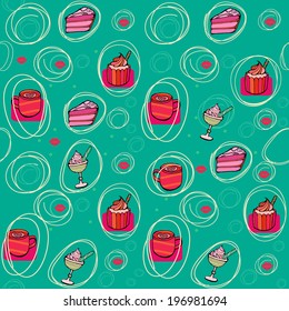 Desserts,Sweets seamless pattern.Can be used for wallpaper, pattern fills, web page background,surface textures.