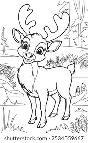 The Dest Deer Ever Typography Silhouelte vector Art illustration.Ensure the scene feels fun, kid-friendly, and designed for coloring.