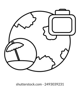 Destination around the world icon, with beach and travel bag symbol design vector illustration.