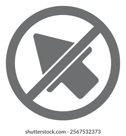 Destination up arrow ban solid icon, prohibited elements concept. Vector graphics. Direction navigation forbidden sign on white background, glyph style icon for mobile or web design