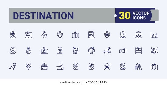 Destination Babies Care icon pack. Icons search, web, off, home, address, geo, here, road. Set of line pictogram. Outline and solid pictogram.