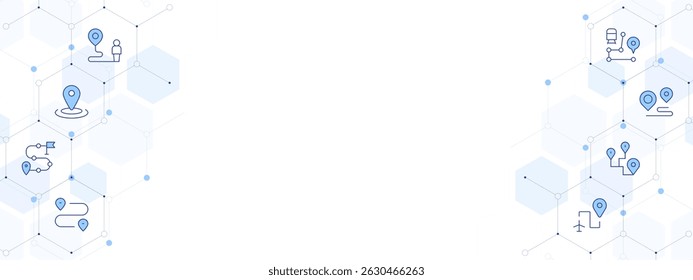 Destination Banner Vector Illustration with Two-sided Icon Style. Line Duotone icon. Containing. destination, location, business plan, route, itinerary, tourist.