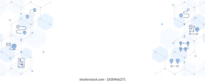 Destination Banner Vector Illustration with Two-sided Icon Style. Line Duotone icon. Containing. destination, route, location