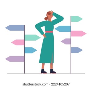 Destination choice, Different ways to solve problems and searching for life path concept. making decision, searching for life path. Vector illustration in a flat style