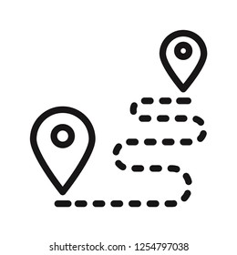 Destination with dash line icon vector