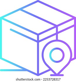 Destination Delivery service icon with blue gradient outline style. Related to order tracking, delivery home, warehouse, truck, scooter, courier and cargo icons. Shipping symbol. Vector illustration