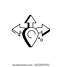 Ilustração de estoque de vetor de ícone de direção de destino